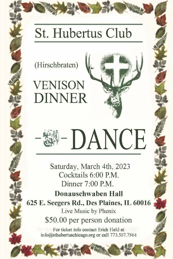 St. Hubertus Venison Dinner @ Donauschwaben Center | Des Plaines | Illinois | United States